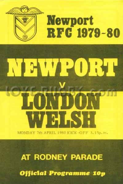 1980 Newport v London Welsh  Rugby Programme